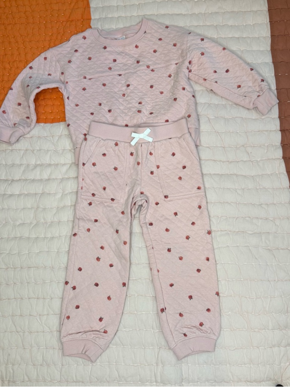 Carter's Light Pink Quilted Strawberry-Print Pajama Set